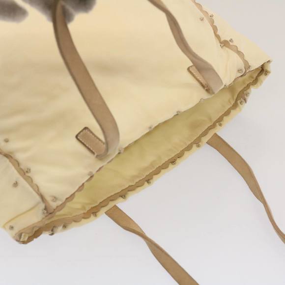 PRADA Tote Bag Nylon Beige Auth cl759 - Picture 6 of 16